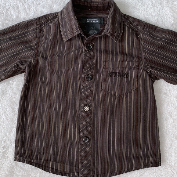 Kenneth Cole Reaction Brown Button Down Shirt Boys - Picture 3 of 9